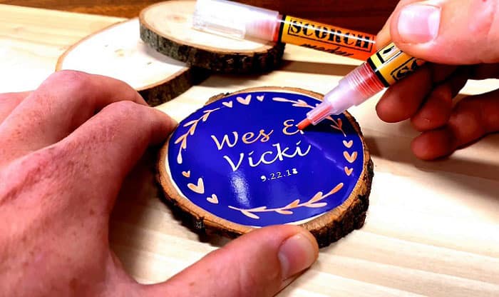 Take a heat-sensitive marker and trace down the designs using a stencil.