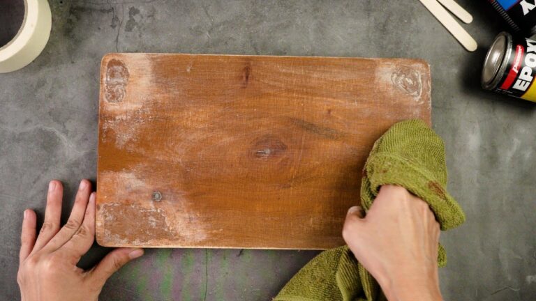 The next thing you need to do is put some epoxy over the wooden plank to protect it.