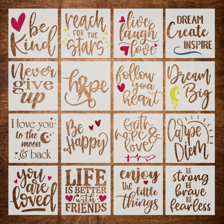 DLY LIFESTYLE 16 Pieces Inspirational Word Stencil Set