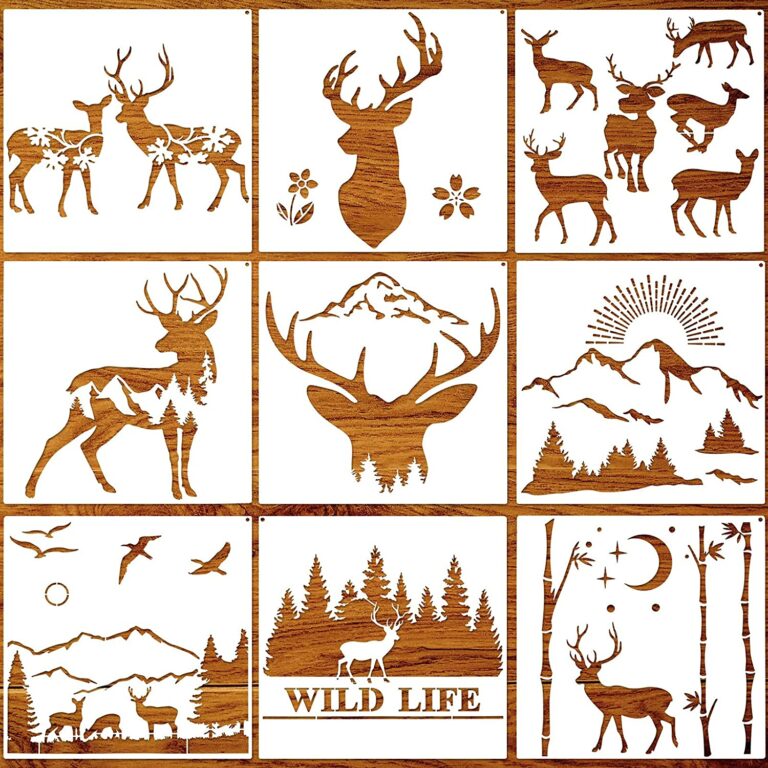 Forest Deer Mountain Stencils – 9 Pieces