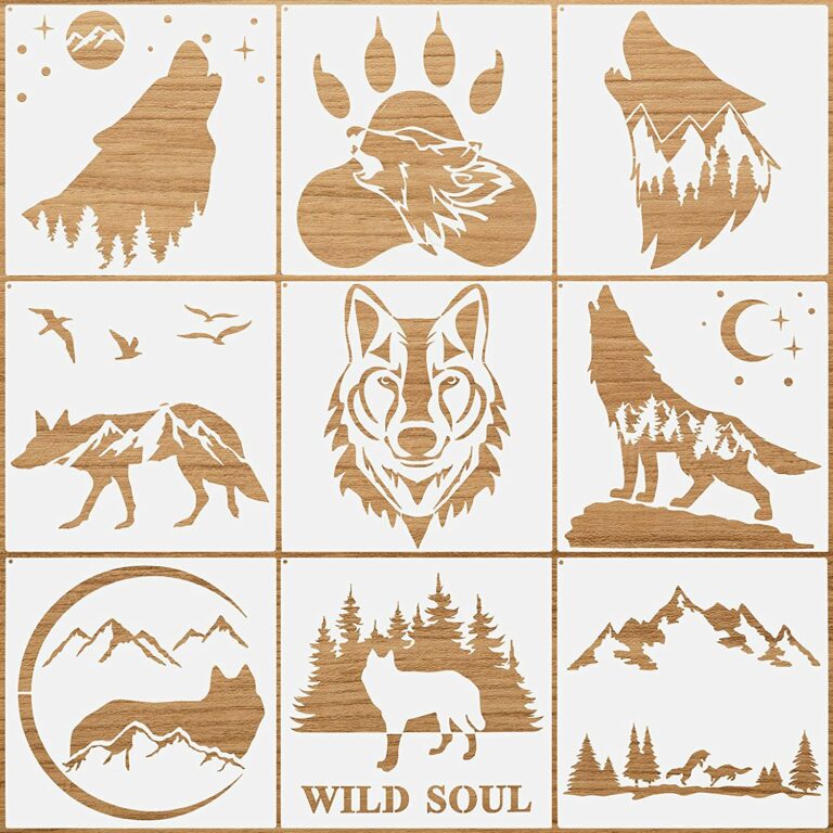 Forest Wolf Stencils Mountain Forest – 9 Pieces